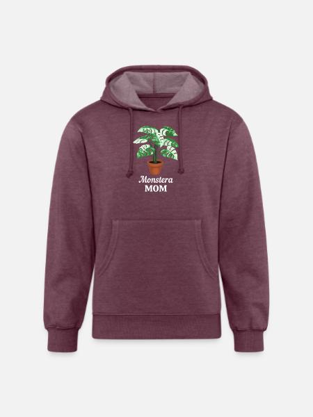 Monstera Mom - Unisex Organic Hoodie - heather burgundy
