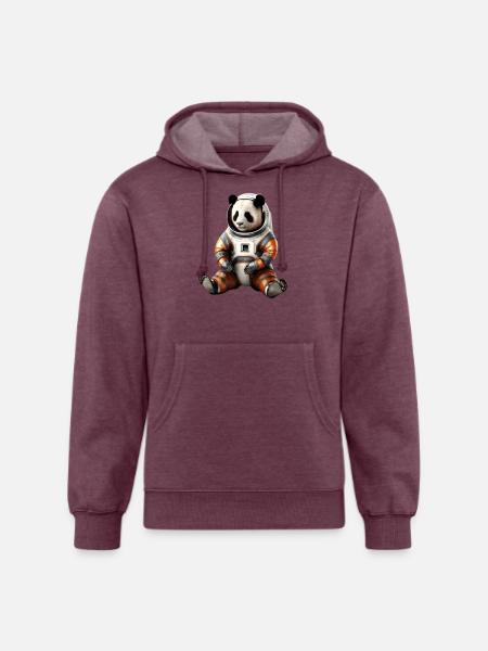 Panda Astronauts Suit - Unisex Organic Hoodie - heather burgundy