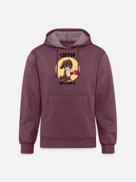 Coffee Dog Love it - Unisex Organic Hoodie - heather burgundy