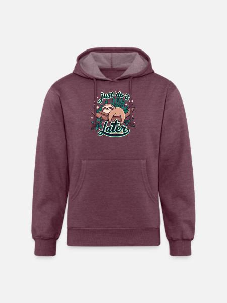JUST DO IT LATER - Unisex Organic Hoodie - heather burgundy