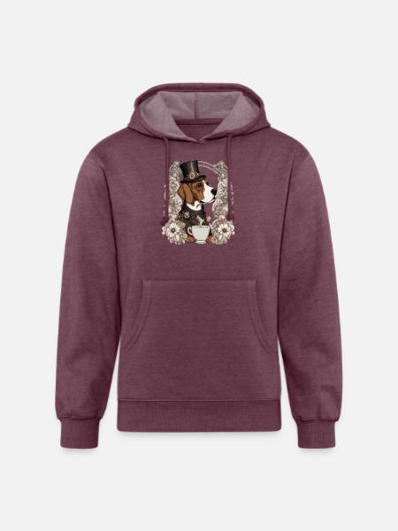 coffee and dog - Unisex Organic Hoodie - heather burgundy