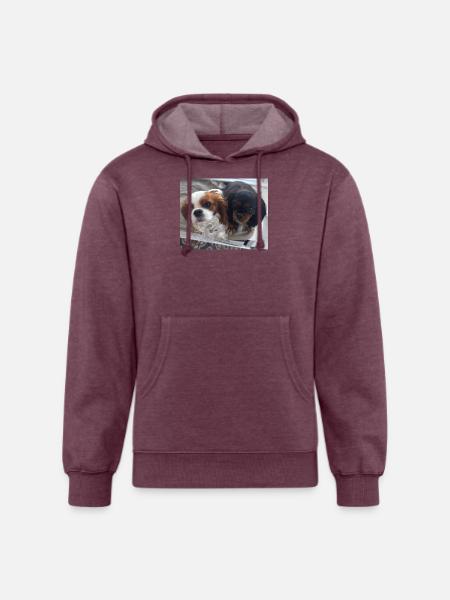 Cavalier Duo on Bench - Unisex Organic Hoodie - heather burgundy