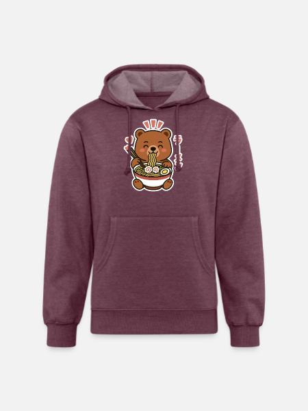 ramen bear - Unisex Organic Hoodie - heather burgundy