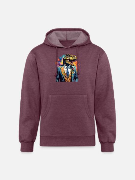 Dinosaur in suit - Unisex Organic Hoodie - heather burgundy