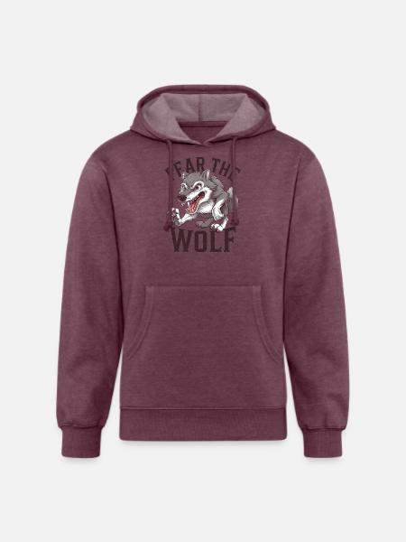 Howling Wolf Spirit - Unisex Organic Hoodie - heather burgundy