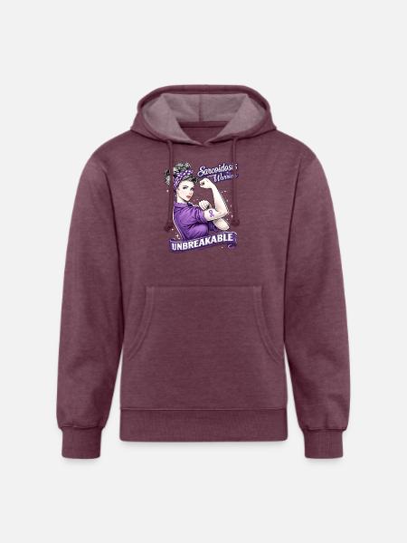 Sarcoidosis Warrior Unbreakable - Unisex Organic Hoodie - heather burgundy