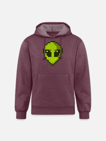 Green Alien Face - Unisex Organic Hoodie - heather burgundy