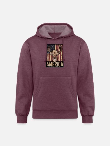 Deer Hunting American. - Unisex Organic Hoodie - heather burgundy
