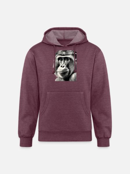 Chimp in Charcoal 3 - Unisex Organic Hoodie - heather burgundy