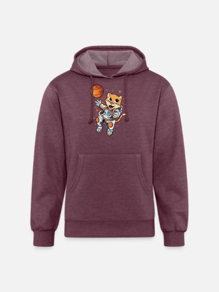 Cat Space Planet - Unisex Organic Hoodie - heather burgundy