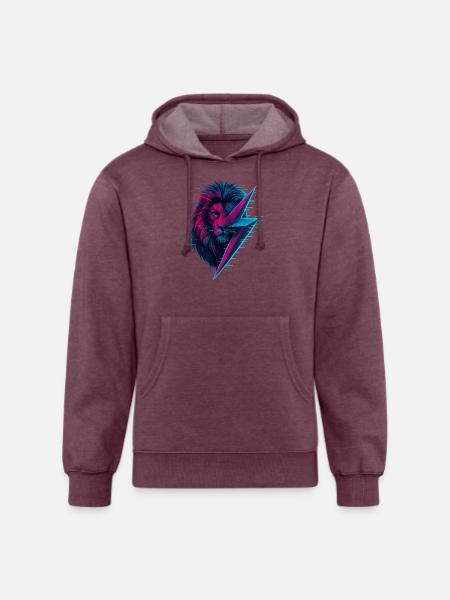 Glitched lion thunderbolt mix - Unisex Organic Hoodie - heather burgundy