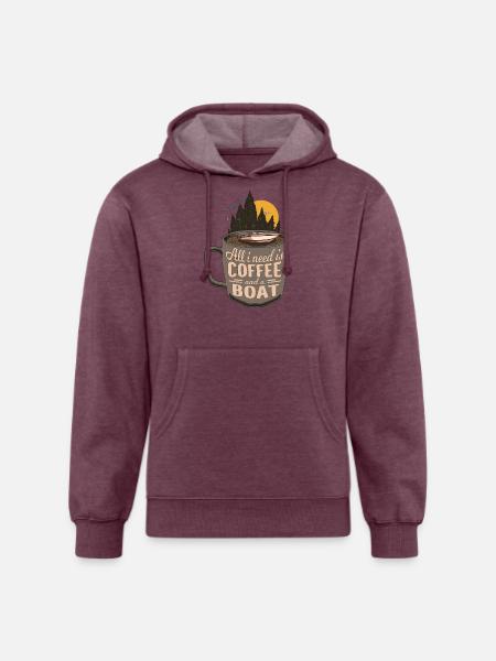 Coffee Motor Boat Cartoon - Unisex Organic Hoodie - heather burgundy