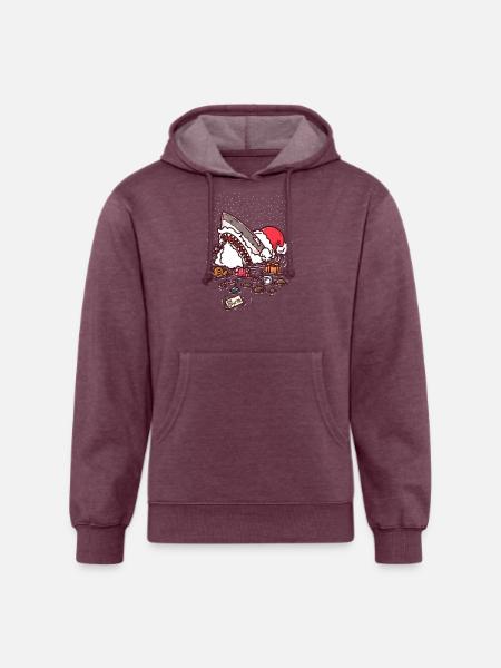 Jolly St Nick Shark - Unisex Organic Hoodie - heather burgundy