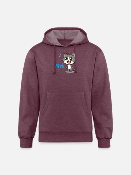 Meh – Funny Cat Meme - Unisex Organic Hoodie - heather burgundy