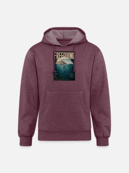 Freediving Depths Ocean Poster - Unisex Organic Hoodie - heather burgundy