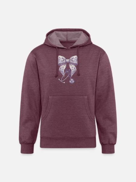 Floral Bow Stethoscope - Unisex Organic Hoodie - heather burgundy