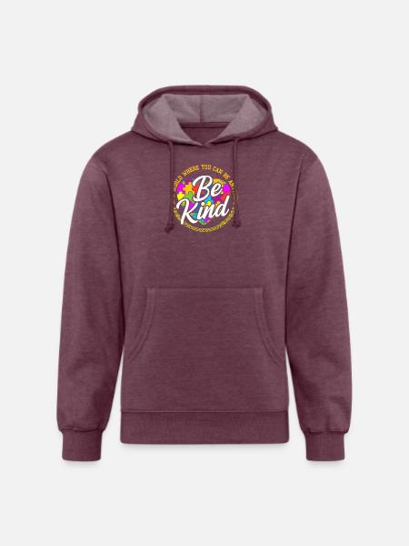 Be Anything Be Kind Flower - Unisex Organic Hoodie - heather burgundy