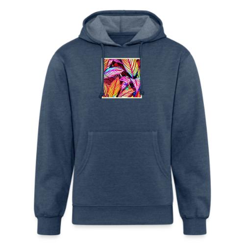 Striped Neon Leaves Design - Unisex Organic Hoodie
