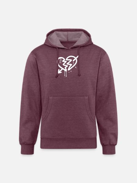 Broken Heart Arrow - Unisex Organic Hoodie - heather burgundy