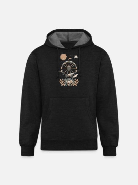 Abandoned Ferris Wheel Boho - Unisex Organic Hoodie - charcoal grey