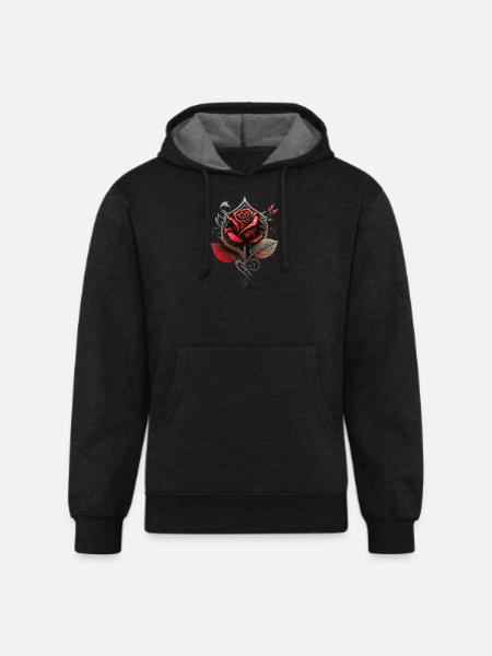 Red rose - Unisex Organic Hoodie - charcoal grey