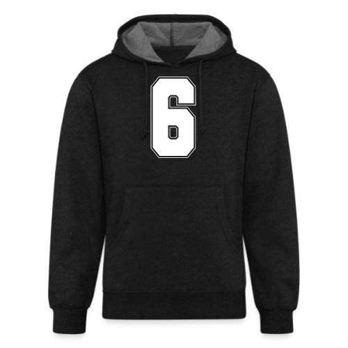 White Number 6 – Varsity Font - Unisex Organic Hoodie