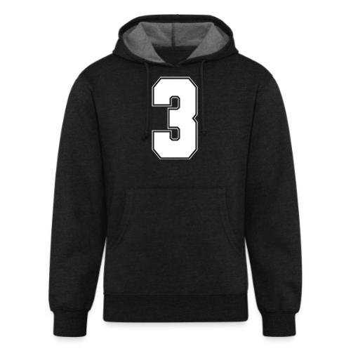 White Number 3 – Varsity Font - Unisex Organic Hoodie