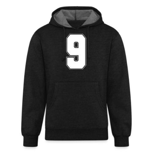 White Number 9 – Varsity Font - Unisex Organic Hoodie