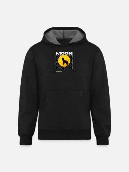 Howling Wolf Full Moon Graphic - Unisex Organic Hoodie - charcoal grey