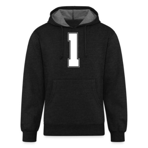White Number 1 – Varsity Font - Unisex Organic Hoodie