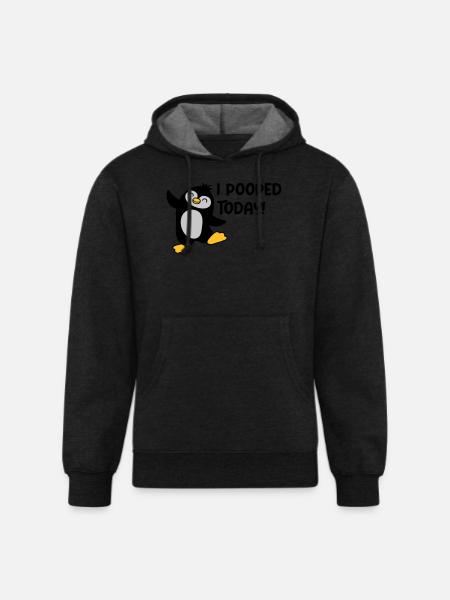 I pooped today penguin - Unisex Organic Hoodie - charcoal grey