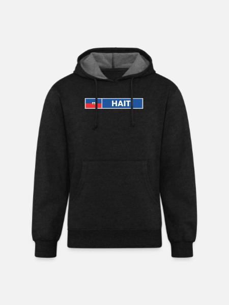 Haiti Flag - Unisex Organic Hoodie - charcoal grey