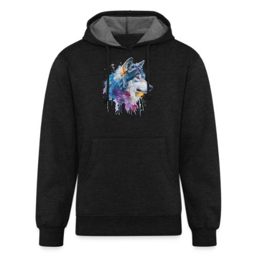 Splash-Art Wolf Head - Unisex Organic Hoodie