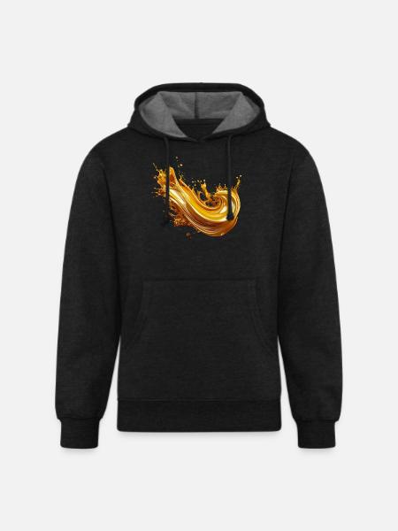 Golden Liquid Splash Art - Unisex Organic Hoodie - charcoal grey