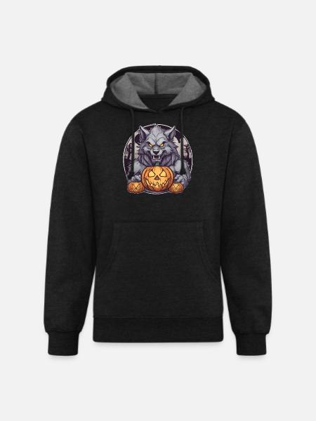 Halloween Werewolf Pumpkin - Unisex Organic Hoodie - charcoal grey