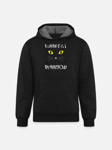Purrfect Purrson, Cat Face - Unisex Organic Hoodie - charcoal grey