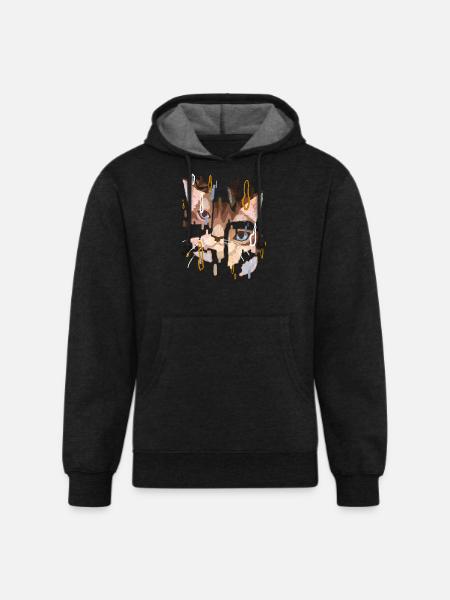 Cat Face - Unisex Organic Hoodie - charcoal grey
