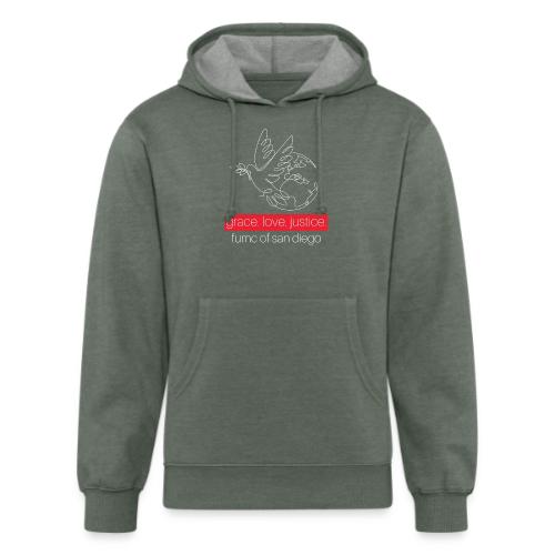 Grace. Love. Justice.- dove and earth graphic - Unisex Organic Hoodie