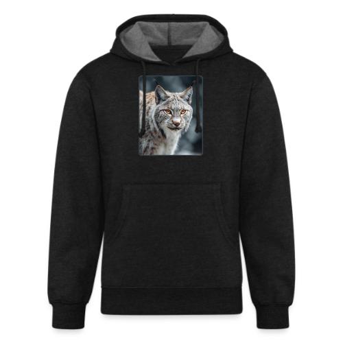 Lynx Portrait Piercing Eyes Design - Unisex Organic Hoodie