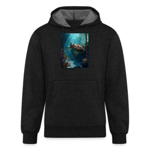 Sea Turtle Coral Reef Design - Unisex Organic Hoodie