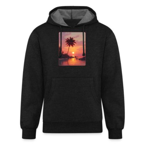 Tropical Beach Sunset Palm Design - Unisex Organic Hoodie