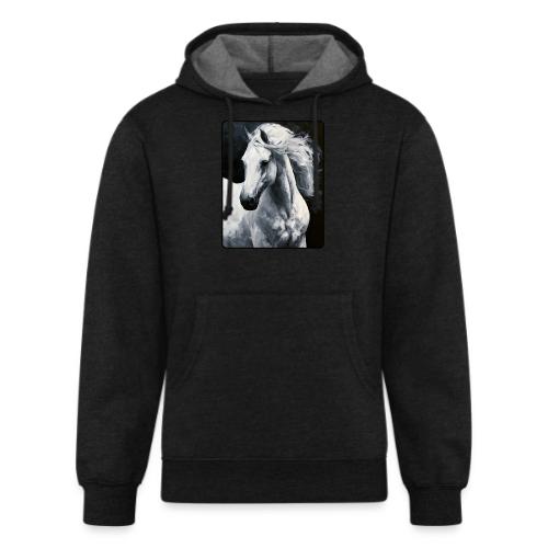 White Horse Oil Painting Design - Unisex Organic Hoodie