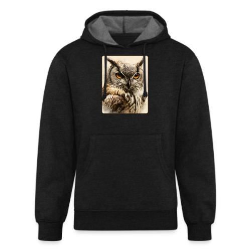 Great Horned Owl Watercolor Design - Unisex Organic Hoodie