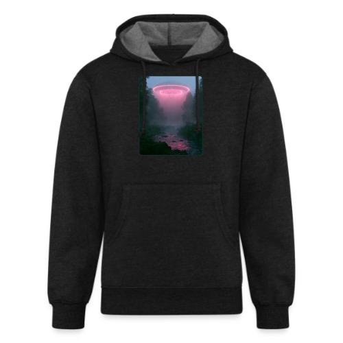 Neon UFO Forest River Design - Unisex Organic Hoodie