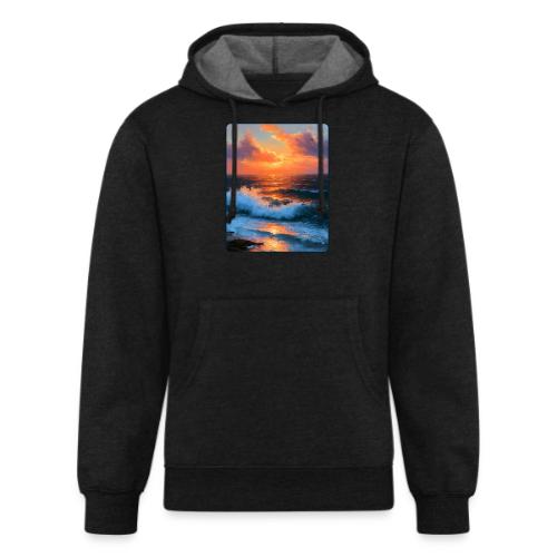 Sunset Storm Waves Oil Painting - Unisex Organic Hoodie