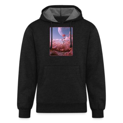Cosmic Moon & Cosmos Flowers Art - Unisex Organic Hoodie