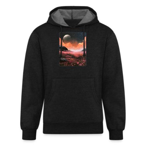 Moonlit Fantasy Flower Landscape - Unisex Organic Hoodie