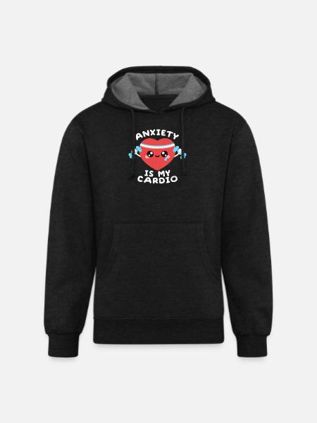 Anxiety is my cardio - Unisex Organic Hoodie - charcoal grey