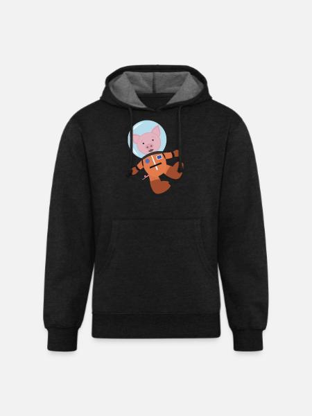 Pig In Space Suit - Unisex Organic Hoodie - charcoal grey