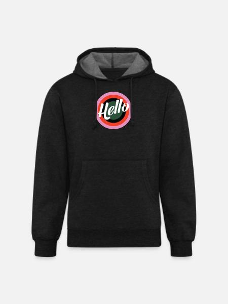 Hello Retro Print - Unisex Organic Hoodie - charcoal grey